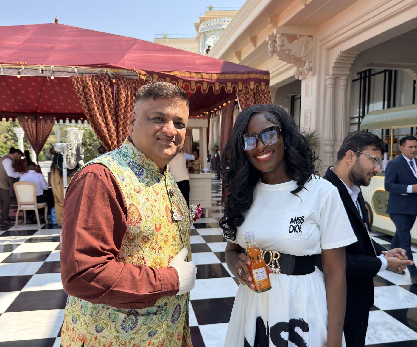 Guest with the Mr. Coconut team at an outdoor event